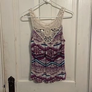 Purple Pink Lace Tank Top